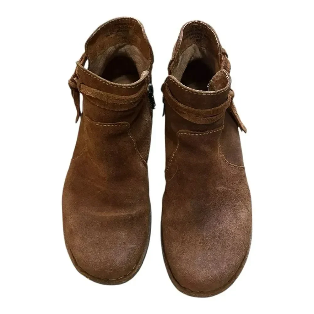 Born Boots | Womens Tarkiln Ankle Booties Brown Leather Side Zip BR0017406 | 7